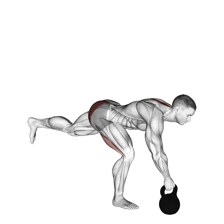 Animation of how to do Kettlebell one-legged deadlifts